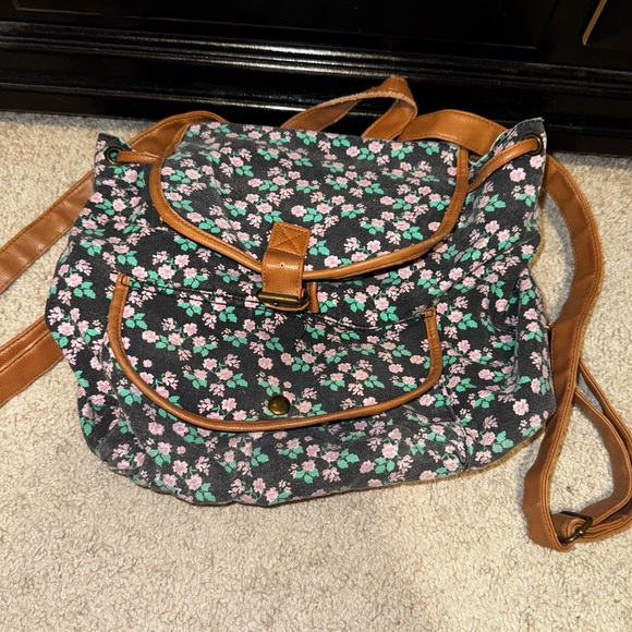 Brooklyn Bound Purple Black Brown Green Mini Floral Backpack GDC 2015 Edition - Picture 1 of 5